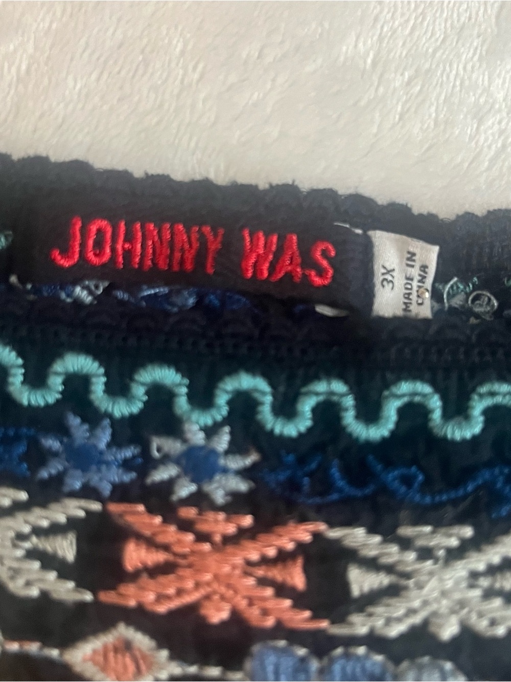 Johnny Was Dahlia Black Embroidered Peacock Floral Split Hem Boho Tunic 3X~NWOT - Picture 10 of 11